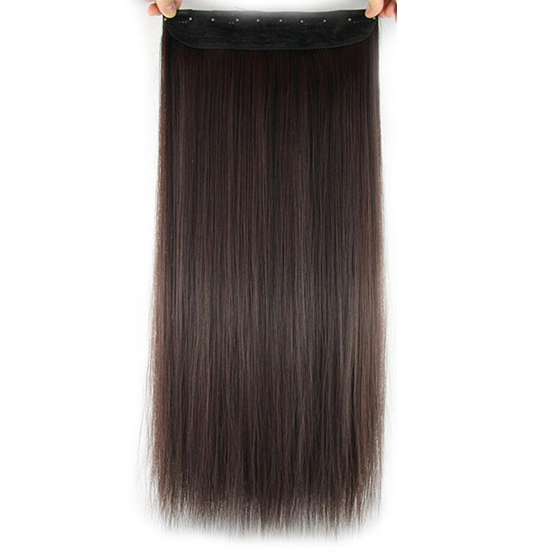 MERISIHAIR Women Long Straight Hair Extensions Wig 5 Clips Head Hairpieces Synthetic Fiber Natural Black Grey Ombre Color