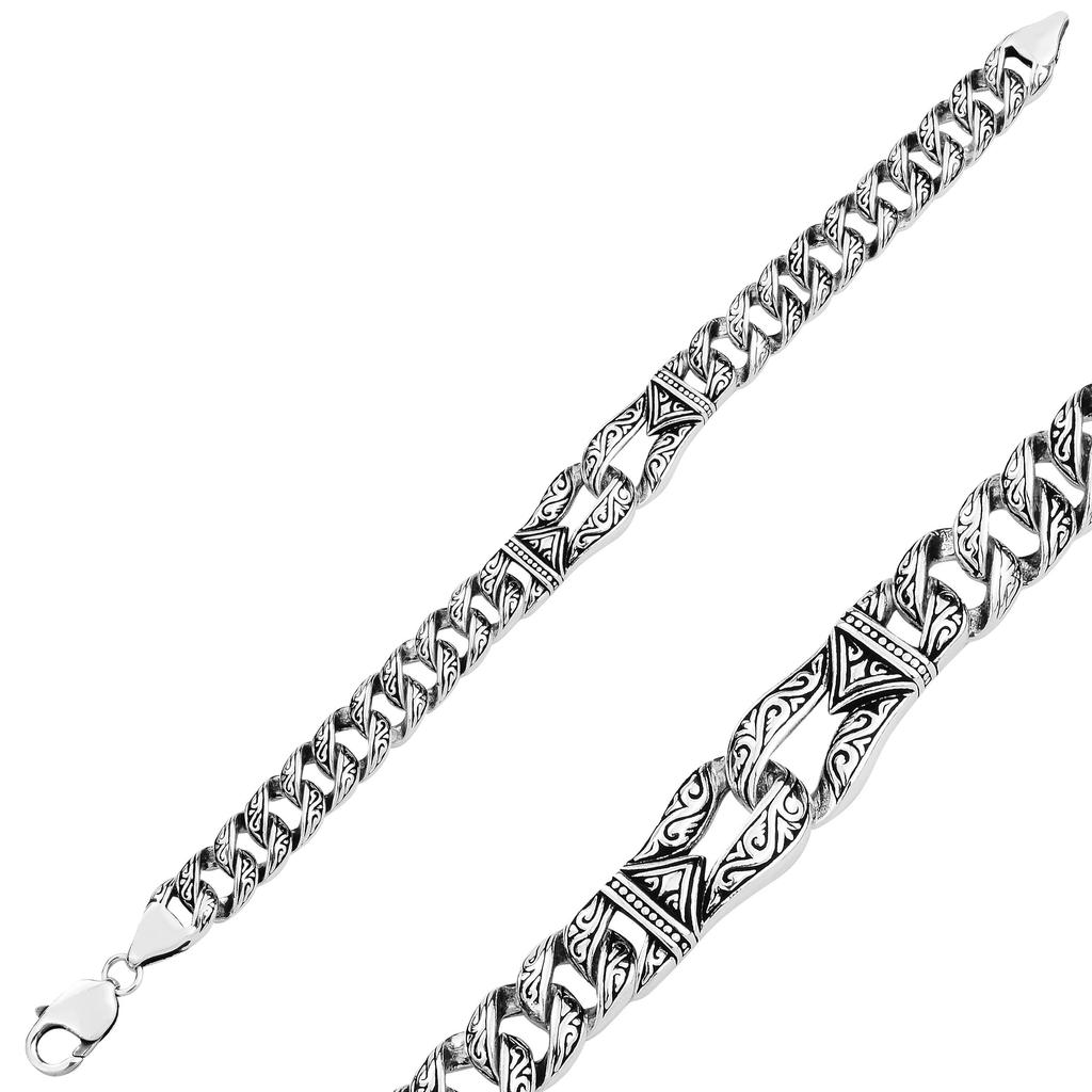 Роскошный мужской браслет из турецкого серебра 925 карата ручной работы, элегантный кубинский дизайн цепочки с бордюром, уникальный элитный подарок