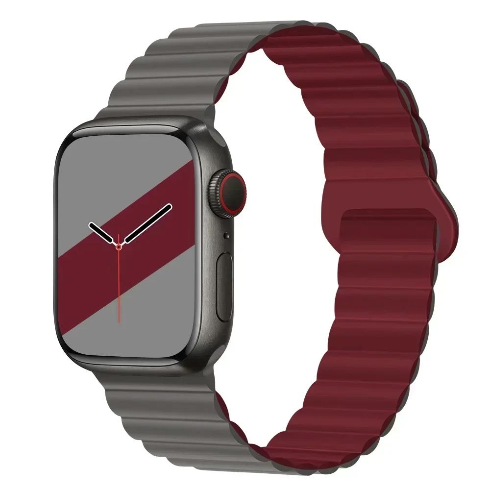 НОВЫЕ Оригинальные Магнитные ремешки из жидкого силикона для ремешка Apple Watch Ultra 2 Series 9 8 SE iwatch 42 44 мм 45 49 мм 38 40 мм 41 Correa