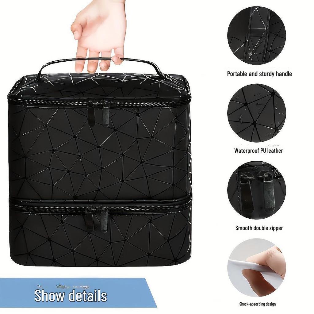 Dual-Layer Large-Capacity Cosmetic and Nail Polish Storage Bag
