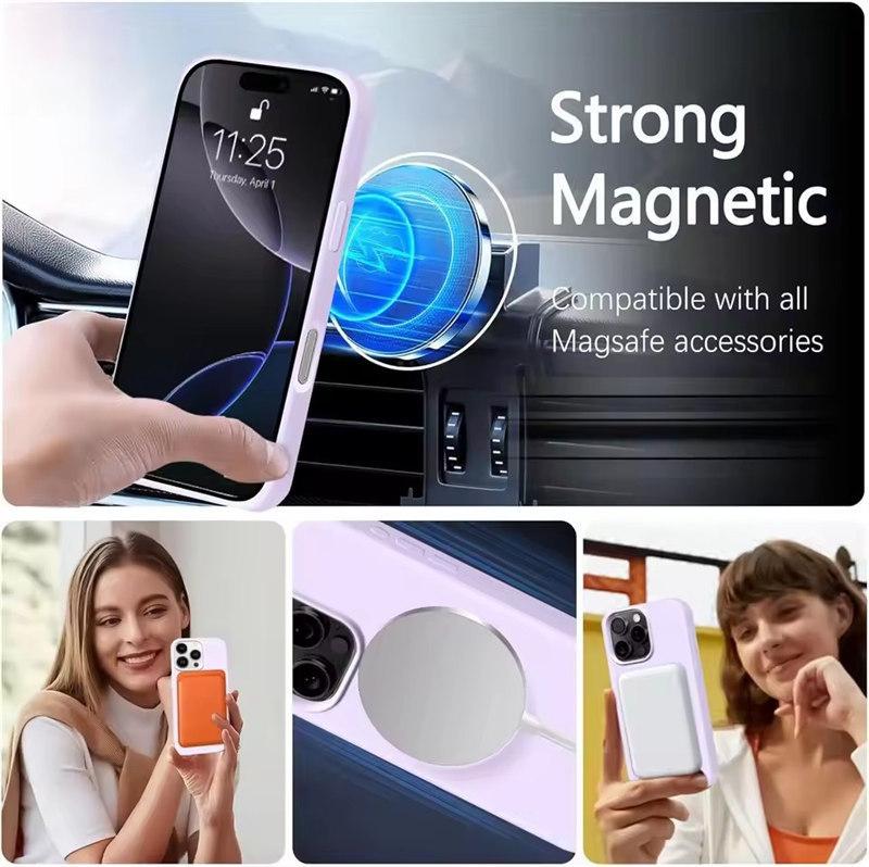 Магнитный чехол для телефона iPhone 15 14 16 Plus 11 12 13 16 Pro Max силиконовый официальный ремешок Magsafe защитный мягкий чехол