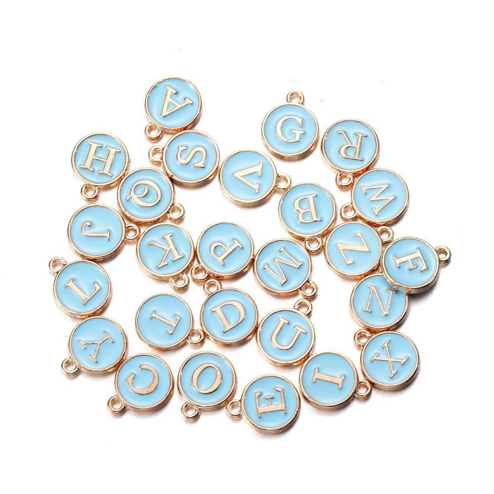 Colorful Dripping Oil Round Letter Pendant - DIY Alloy Jewelry Accessory