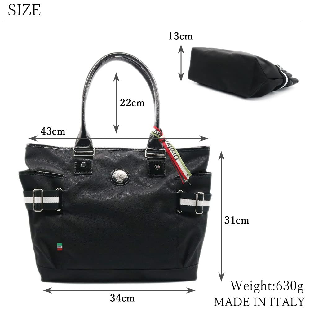 Orobianco GRYDA-C TRISSA Tote Bag in Blue SCURONavy, Limonta Nylon and Genuine Leather, Large Capacity, Men's, Made in Italy, Perfect for Commuting,