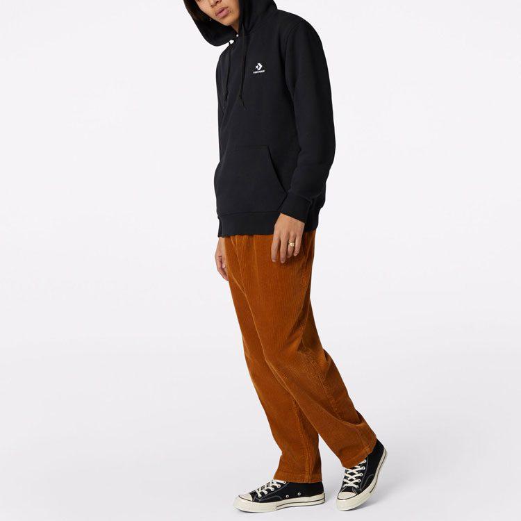 Converse Толстовки Мужские Черные С Капюшоном Умеренный Обычный 10020343-A01