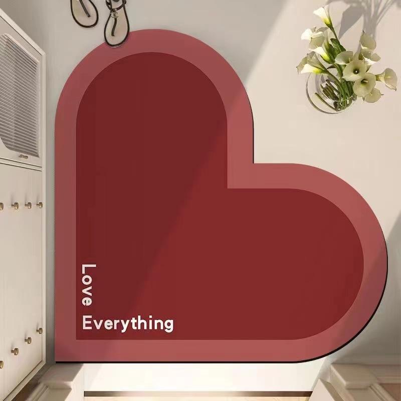 Красный коврик для ног в форме сердца, моющийся коврик для двери в ванную, впитывающий и нескользящий коврик для ног