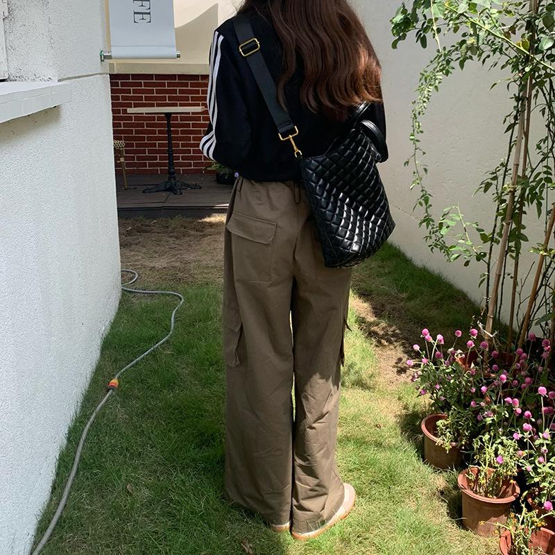 Versatile PU Leather Tote Bags Simple Women's Rhomboid Lattice Shoulder Bags Fashion Black Large Capacity Handheld Handbags