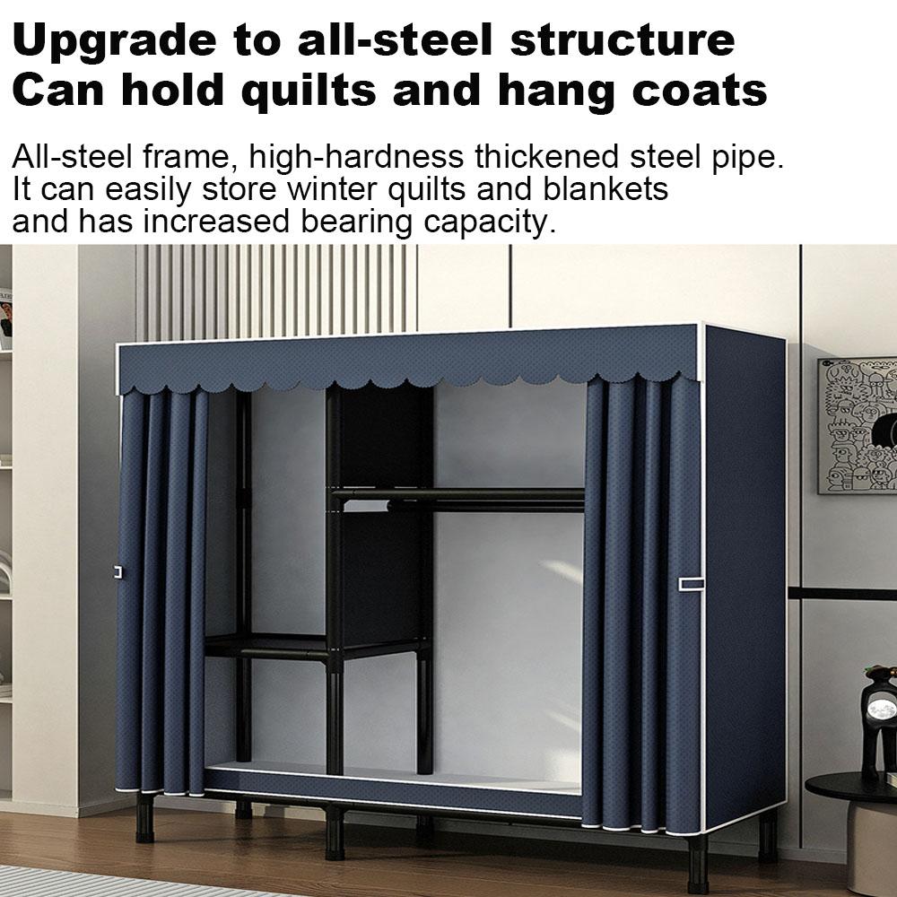 Простой тканевый шкаф с молнией, утолщенные и усиленные стальные трубы, сборный, утолщенный, подходит для общежитий, дома быть