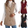 Women's Fashionable Solid Color Sleeveless Lapel Button Vest Jacket