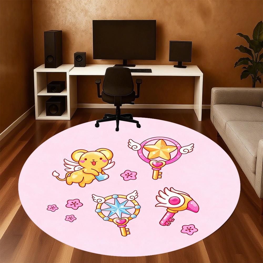 1pc Cute Kawaii Round Chair mat office Area Rug - Non-Slip, Floor Mat for Office, Bedroom, Ideal home decor gift p0105028