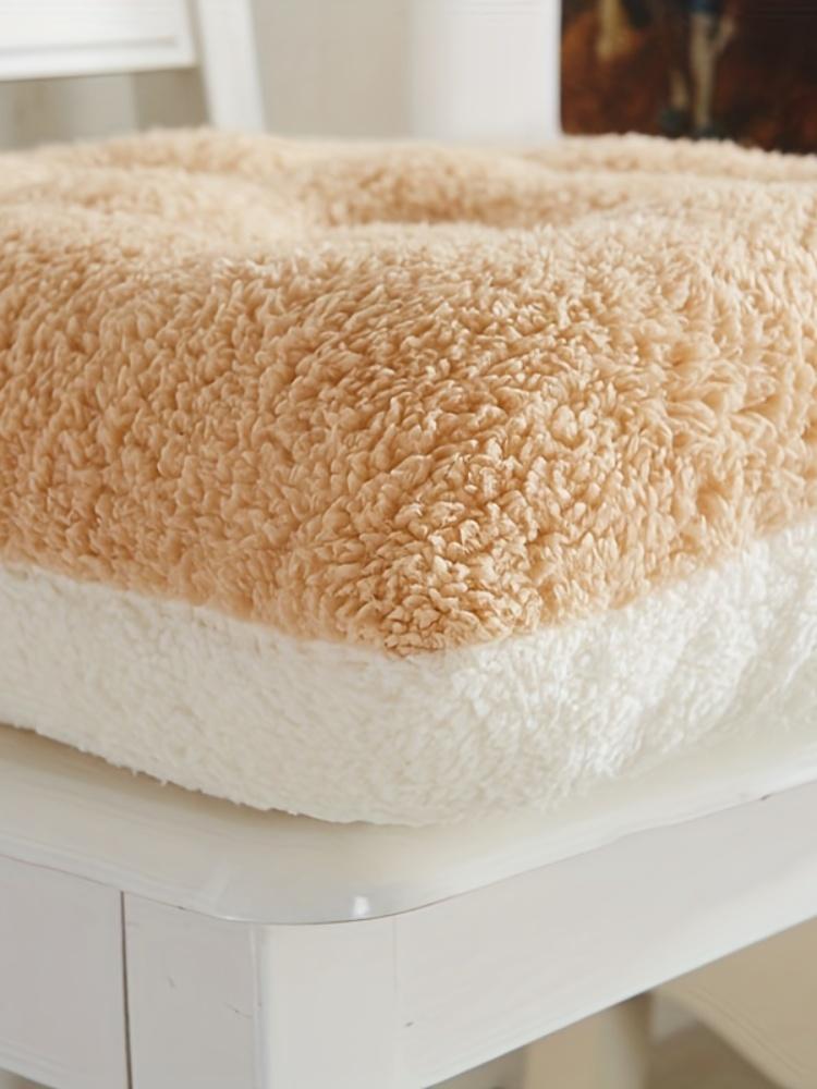 Ультрамягкая зимняя подушка для стула - Толстая, двусторонняя плюшевая подушка для сиденья для комфортного использования в офисе и дома, однотонная, машинная