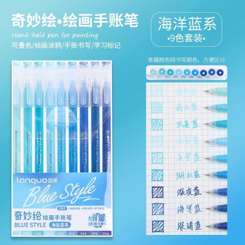 Набор из 9-ти цветов Высокоемкий Нейтральный Односторонний Набор Маркеров Специальная Ручка для Студентов Рисования Ведения Заметок и Выделения Ключевых Моментов