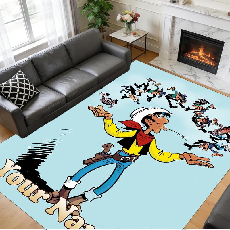 Crystal Velvet Rug Custom Name Text, Soft Non Slip Floor Mat Home DecorLucky Luke