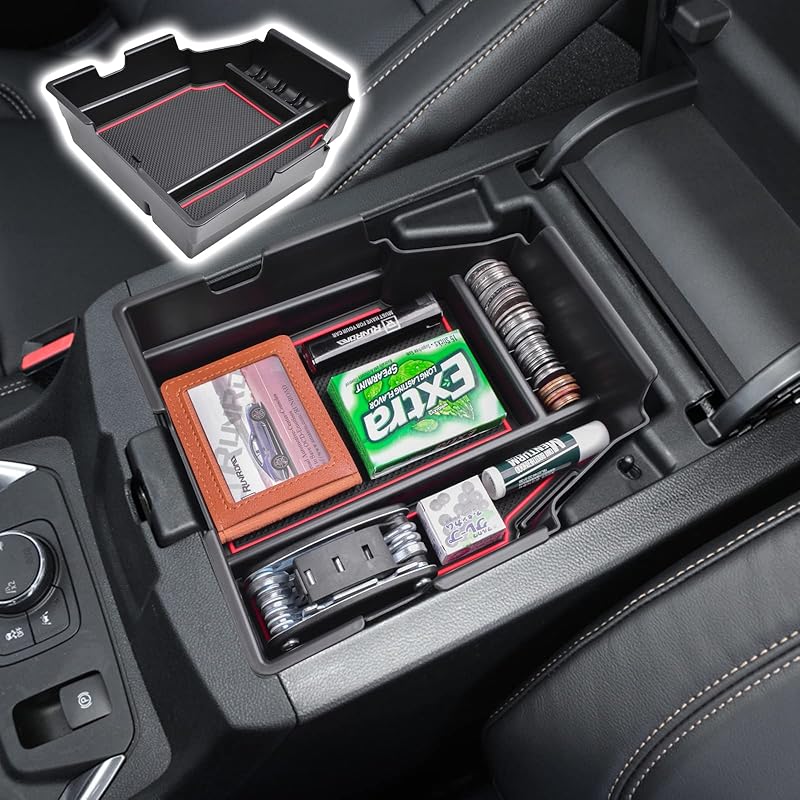 RUNROAD Center Console Organizer Tray Compatible With Chevy Traverse 2018- Accessories, Ert Secondary Storage Box ABS Material Armrest Tray Black