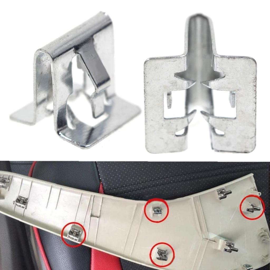 100Pieces Car Fasteners Universal Car Dashboard DVD CD Panel Interior Trim Plate Fixed Iron Clip Buckle Auto Accessories