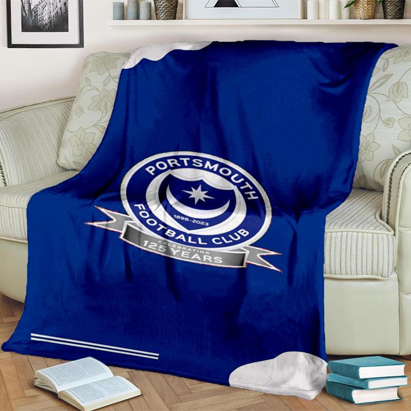 Ports-mouth Fc Anniversary Printed Throws Blanket Soft Flannel Blankets for Couch Bed Gifts for Men Women Picnic blanket Christmas gifts