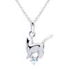 Серебряное ожерелье «Ангел-кошка», камень июня, голубой лунный камень [Sears], женская модель s-171-06