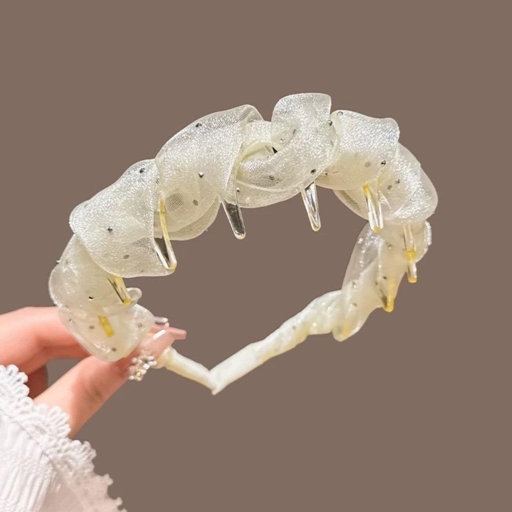 Pleated Hair Hoop Lace Mesh Hair Accessories Sweet Hair Comb for Women Girls