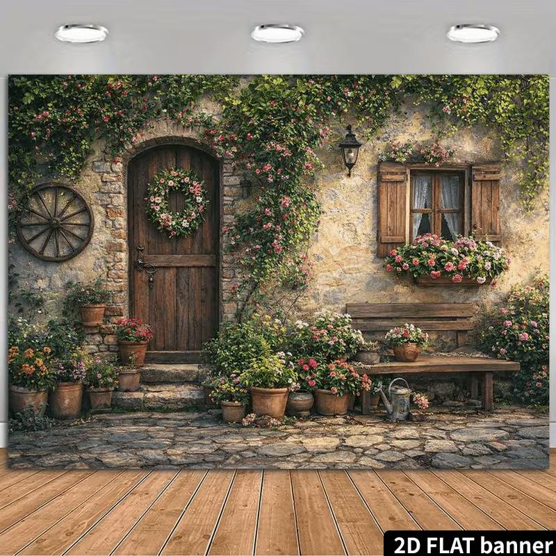 2D Country Lane Floral Portrait Photo Backdrop
