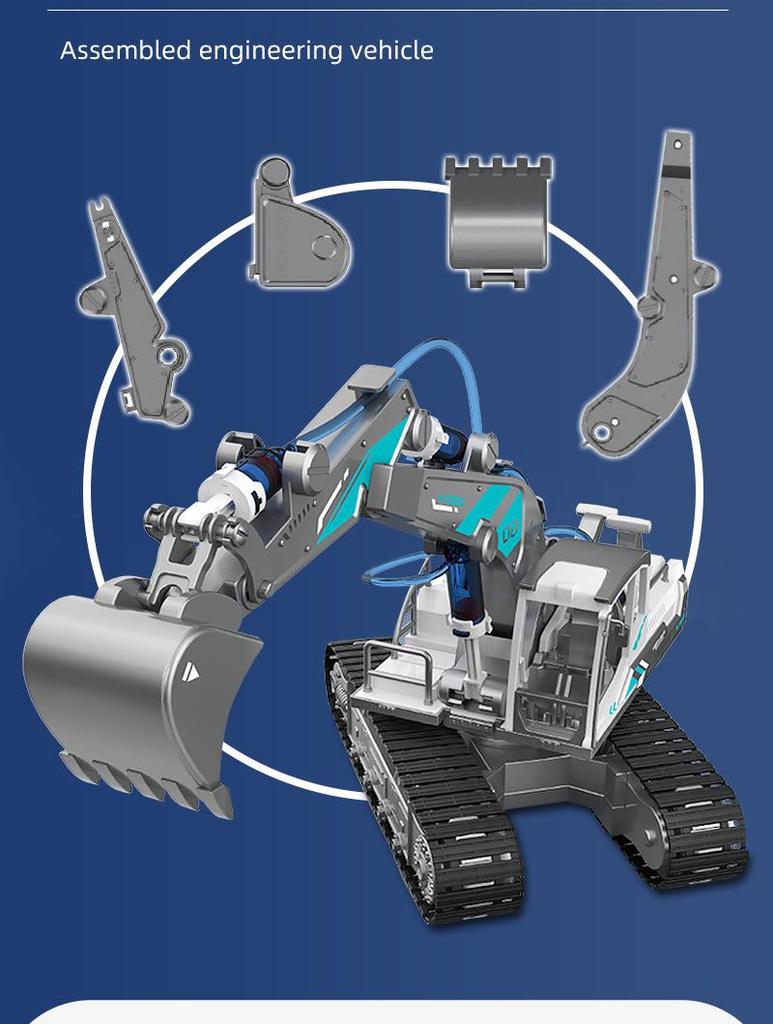 Гидравлический DIY Инженерный Транспорт STEM Научный Набор: Гусеничный Бульдозер Экскаватор Игрушка