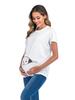 European & American Style Maternity Printed T-Shirt (Round Neck, Short Sleeve)