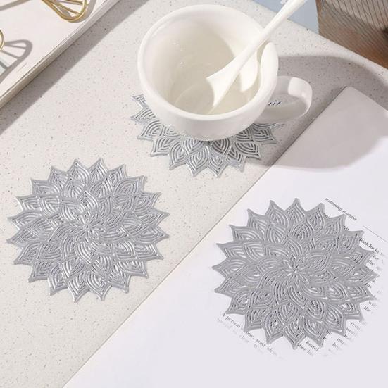 Coaster Easy To Clean Dining Table Protector Pad Heat Resistant Flower Shape Cup Mat for Home Kitchen