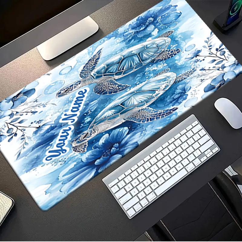 1PC Custom Name Ocean Turtles Flowers Mouse pad, keyboard and mouse desk pad, for computer notebook Birthday Gift For Any Room Or Office