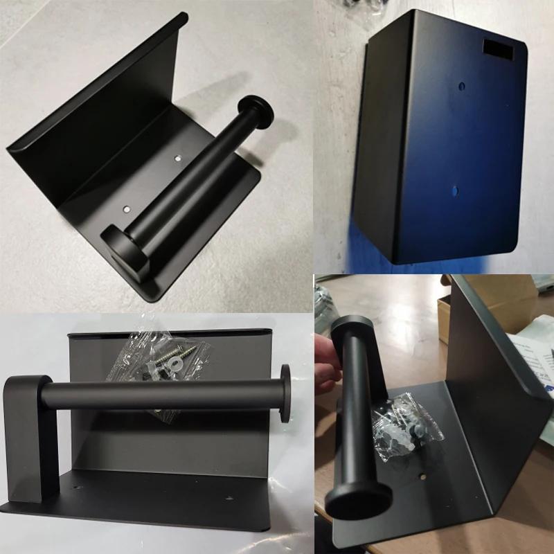 Держатель для туалетной бумаги из нержавеющей стали с полкой и подносом, аксессуары для ванной комнаты, кухонный настенный, без сверления