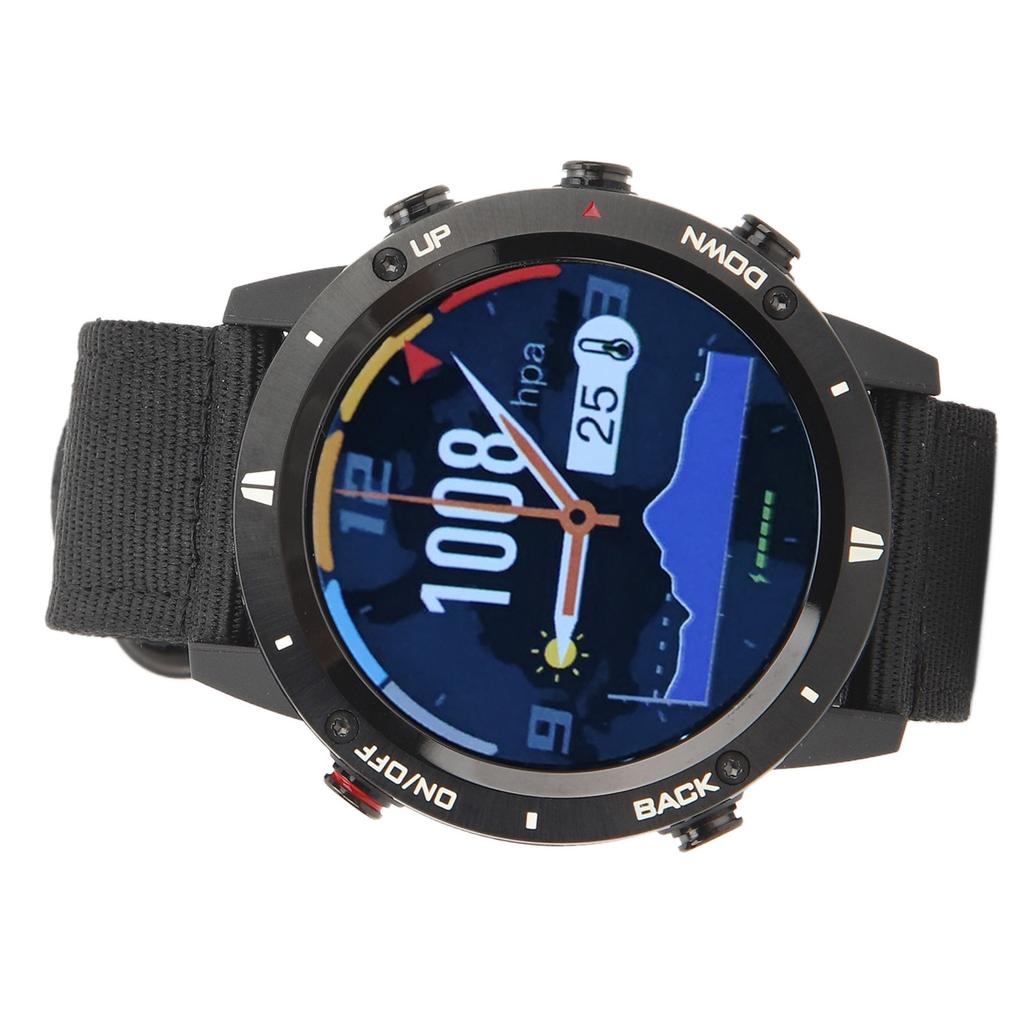 Running Swimming Sports Smart Watch 1.28in IPS TFT Compass Barometer Smart Waterproof Men Watch Black
