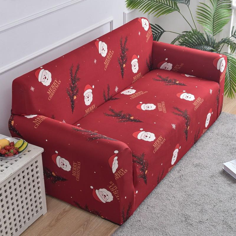 1pc Christmas Sofa Slipcover Stretch Non-slip Sofa Cover Festical New Year Xmas Couch Cover Universal Sofa Protector Home Decor