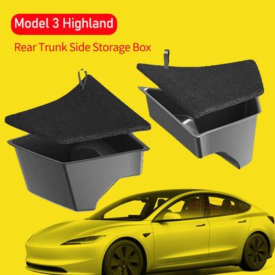 Для 2026 Tesla Model 3 Highland Левый боковой ящик для хранения в заднем багажнике с крышкой, Органайзер для заднего багажника, Перегородка, Декоративные аксессуары