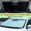 For Tesla Model Y L Juniper 2026 Front Windshield Sunshade Thicken Sun Shade Model 3 X S 2025 2024 Anti-UV Shading Screen Cover