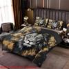 Ретро Черный Золотой Лев 3D Принт Комплект Пододеяльника Домашний Текстиль Комплект Постельного Белья Лев Тема Дикой Природы Стиль Комплект Пододеяльника Наволочки