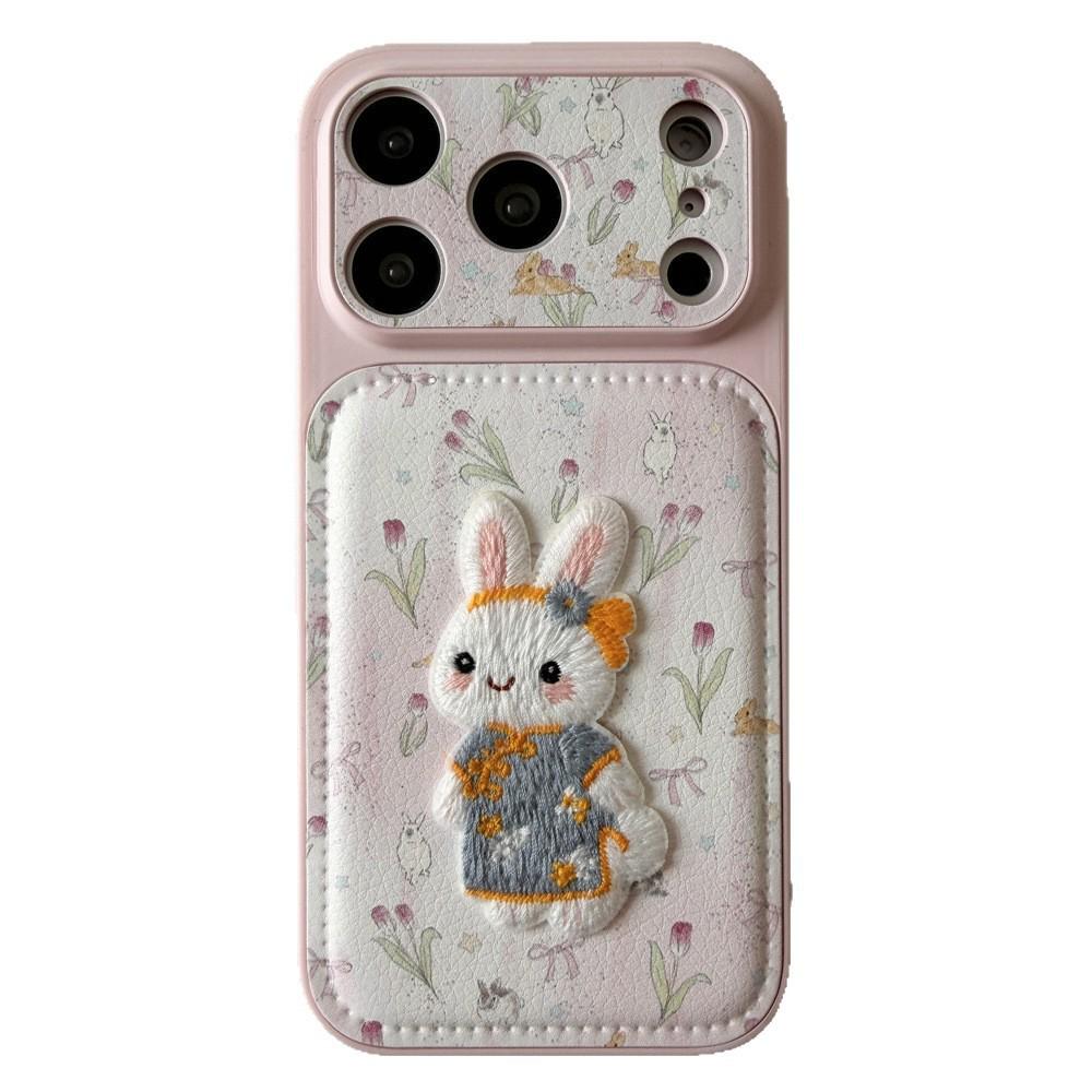 Чехол для iPhone 15/14 Pro Max с вышивкой кролика у большого окна, противоударный