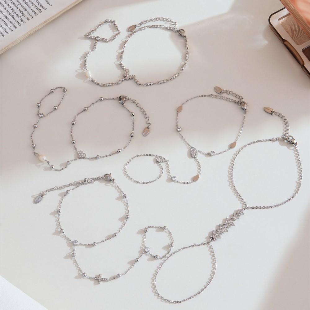 Изящный браслет-цепочка на руку из нержавеющей стали с покрытием 18 карат золотом, с кубическим цирконием, блестящие циркониевые браслеты-цепочки на руку для женщин