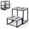 Heavy Duty 2 Step Stool for Adults 500LB, Wood & Metal Frame with Non-Slip Pads for Kitchen Bathroom Bedroom, Tall Bed Access