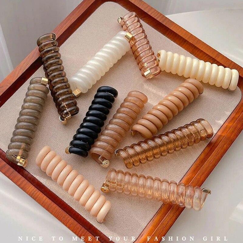 Эластичные резинки для волос для женщин и девочек, однотонные резинки для волос, спиральная катушка, резинка, хвостики, веревка для головы, аксессуары для волос