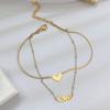 Titanium Steel Gold Color Double Layer Chain Heart Anklet Bracelet On Leg Foot Jewelry For Women Jewelry Accessories Charm Ankle