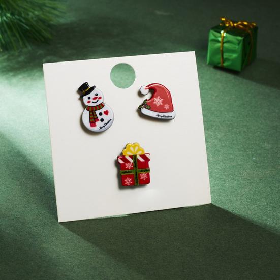 3 шт./компл. рождественские броши винтажные праздничные милые мультяшные геометрические невыцветающие декоративные броши с бумажной карточкой Санта-Клауса