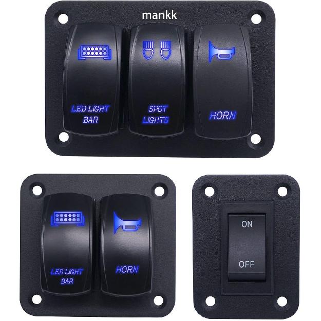 weideer 1 Way Rocker Switch Panel Housing Black Anodized Aluminium Switch Shell Bracket with Screw for Car Boat Trailer K-M075-1K-LS