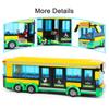 City Car Yellow Passenger School Bus Station Single-Deck Public Set Figures Model Building Blocks Diy Toys For Boys Gifts