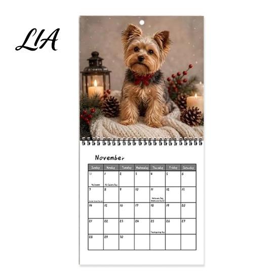 Yearly Schedule Organizer Yorkshire Terriers 2027 Wall Calendar, Dog Theme 12 Month Calendar with Home Office Planning Tool Cute Yorkie Photos, Spiral