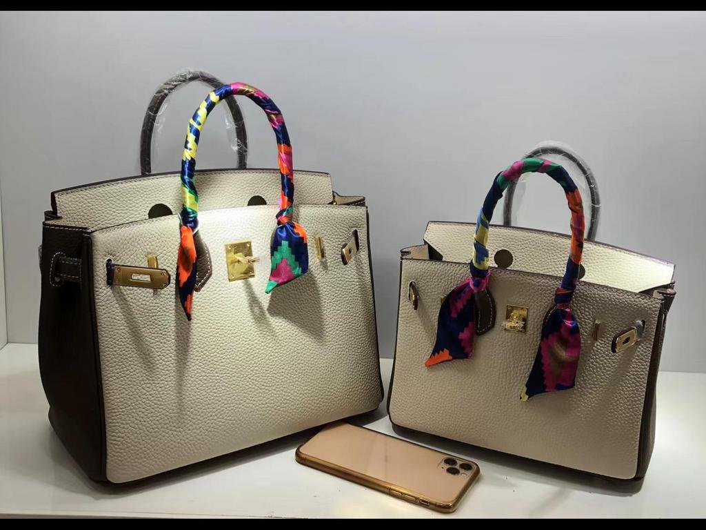 Сумка на плечо из коровьей кожи Colorblock Platinum Lychee Grain 2024 года — повседневная сумка для поездок на работу