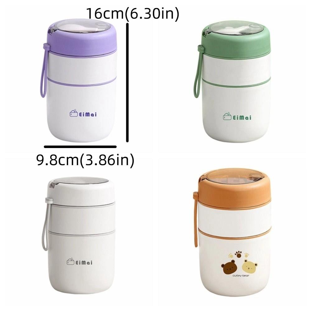 Stainless Steel Double Layers Lunch Box with Spoon Insulated Food Container Camping