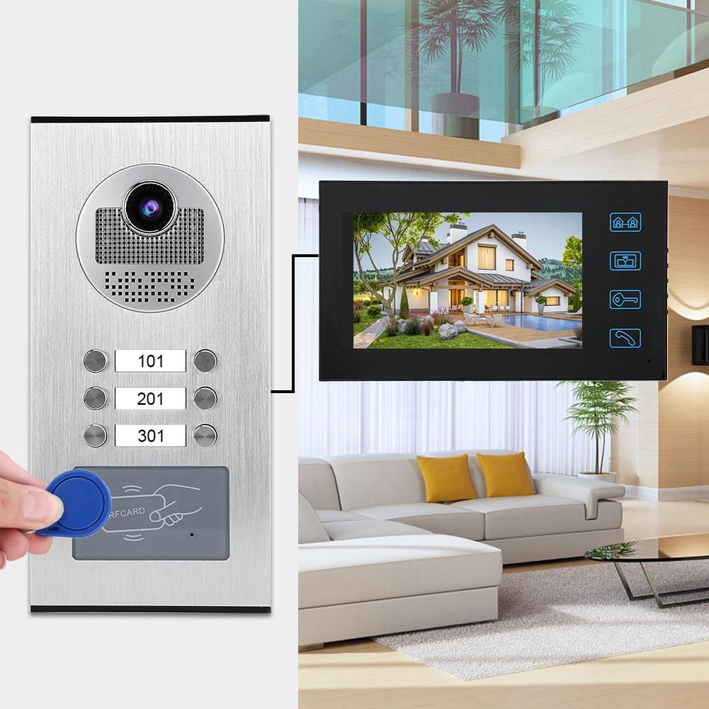 7-дюймовый 2-дюймовый монитор RFID для домашнего видеодомофона с ИК-камерой