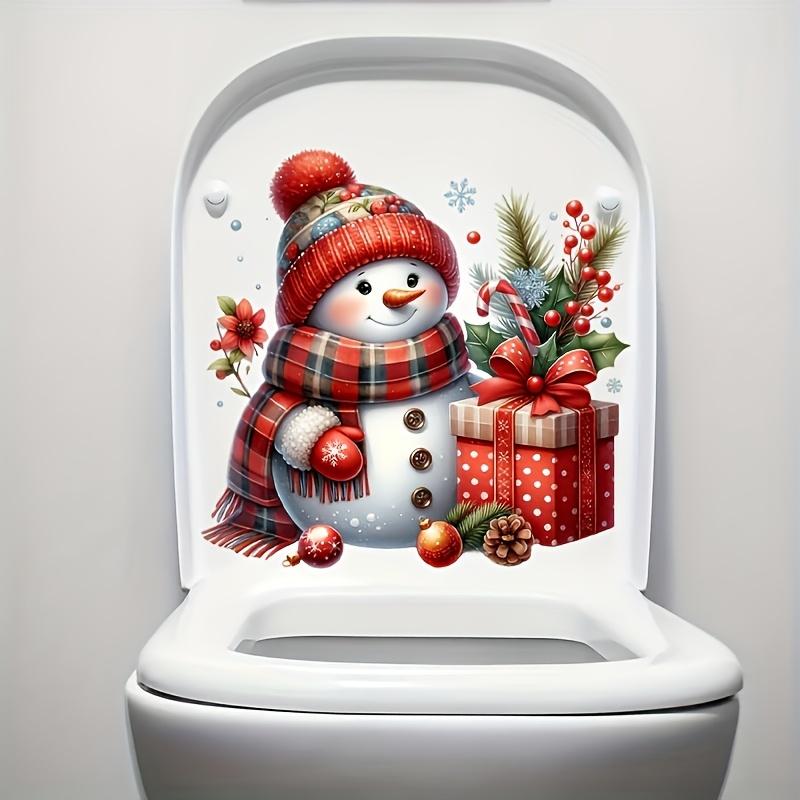 1 шт. Реалистичная наклейка «Зимний снеговик» - Матовый ПВХ, как будто самосветящаяся (Нет /) Неправильная форма для туалета/стены/окна - Рождество