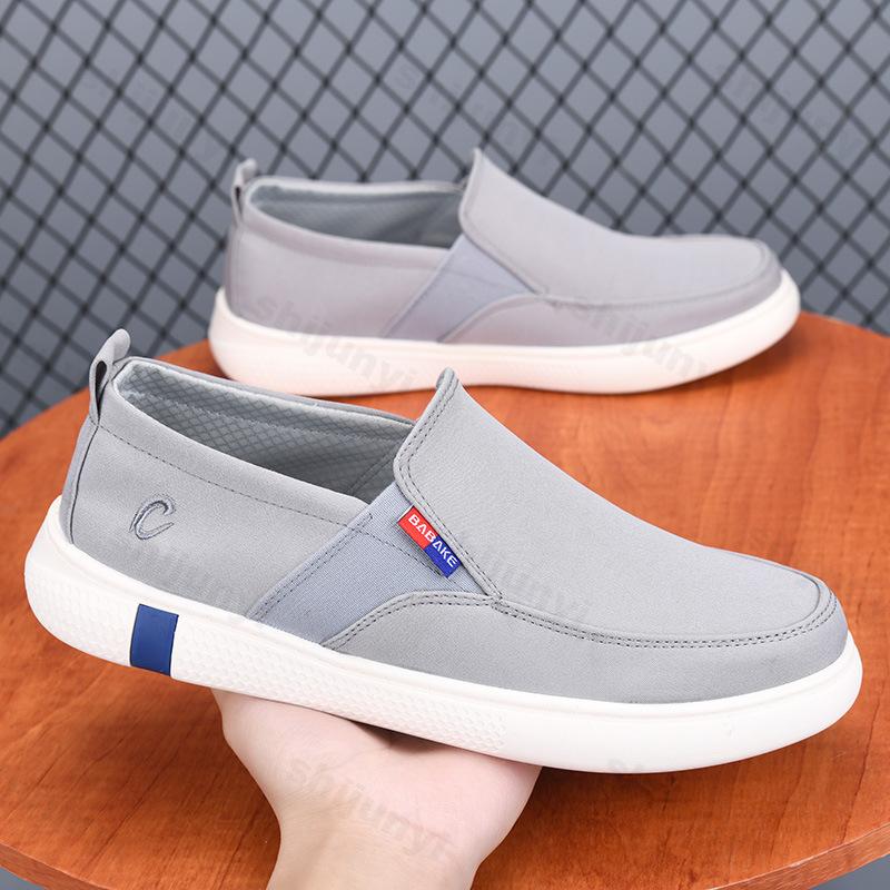 Мужские парусиновые лоферы Лето 2025 Удобные прогулочные балетки Мужские нескользящие мягкие мокасины Кроссовки Дышащая легкая повседневная обувь