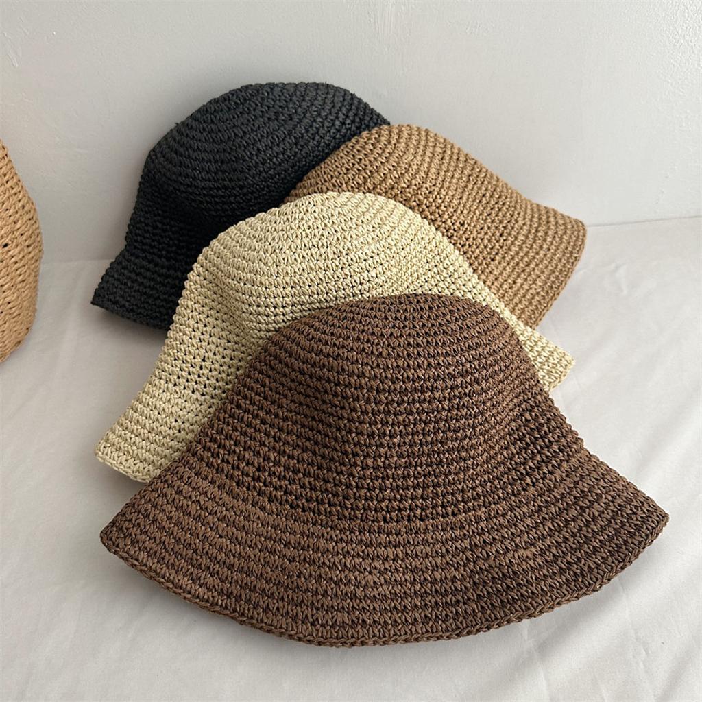 1PC Beach Korean Straw Hat Summer Women Visor Bucket Hat Fisherman Hat Hand Weaving Panama Girl Fishing Chapeau Sun Hats Tool