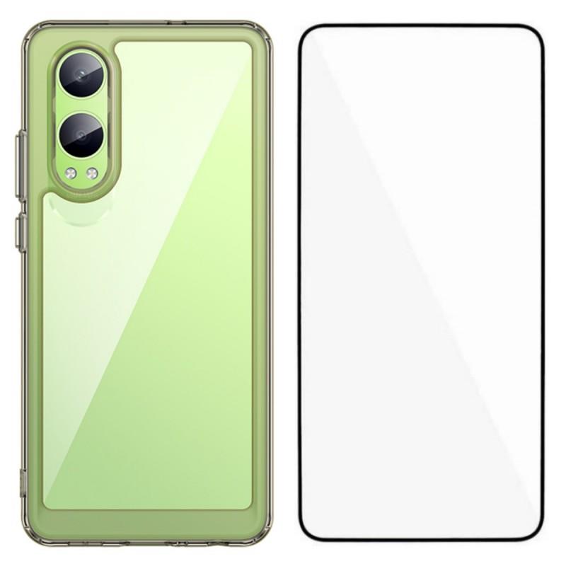 For OnePlus Nord CE4 Lite 5G Phone Case WANLONFENG XC Series TPU Acrylic Cover with Tempered Glass (Big Lens Hole)