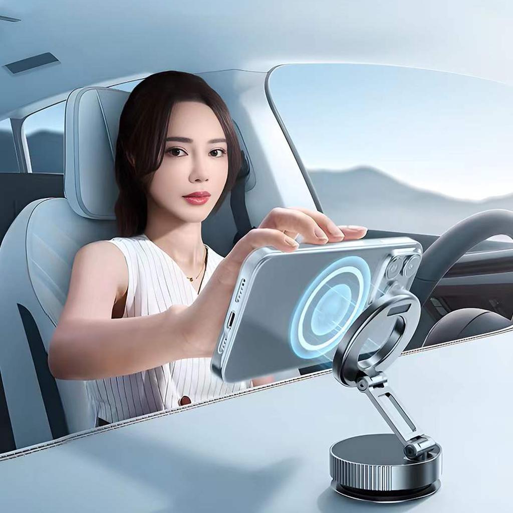 COTECI BS-014 Magnetic Car Phone Mount Holder Vacuum Suction Cup 3-Axis Adjustable Anti Shake Vehicle Stand