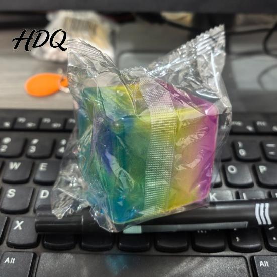 Сенсорная игра для детей Радужный Ледяной Кубик Сжимаемый Мячик-Антистресс, Прозрачная Желейная Игрушка-Фиджет Снятие Тревоги, Мягкий ТПР Декомпрессионный для Взрослых Эластичный